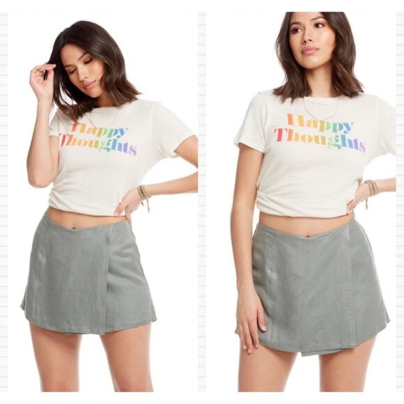 Chaser Sage Green Linen Asymmetrical Skort NWT S - Picture 1 of 13